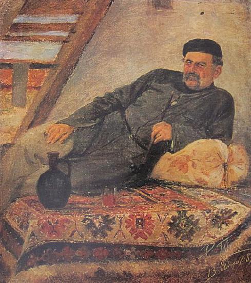 Romanoz Gvelesiani A Kakhetian man with a jar oil painting picture